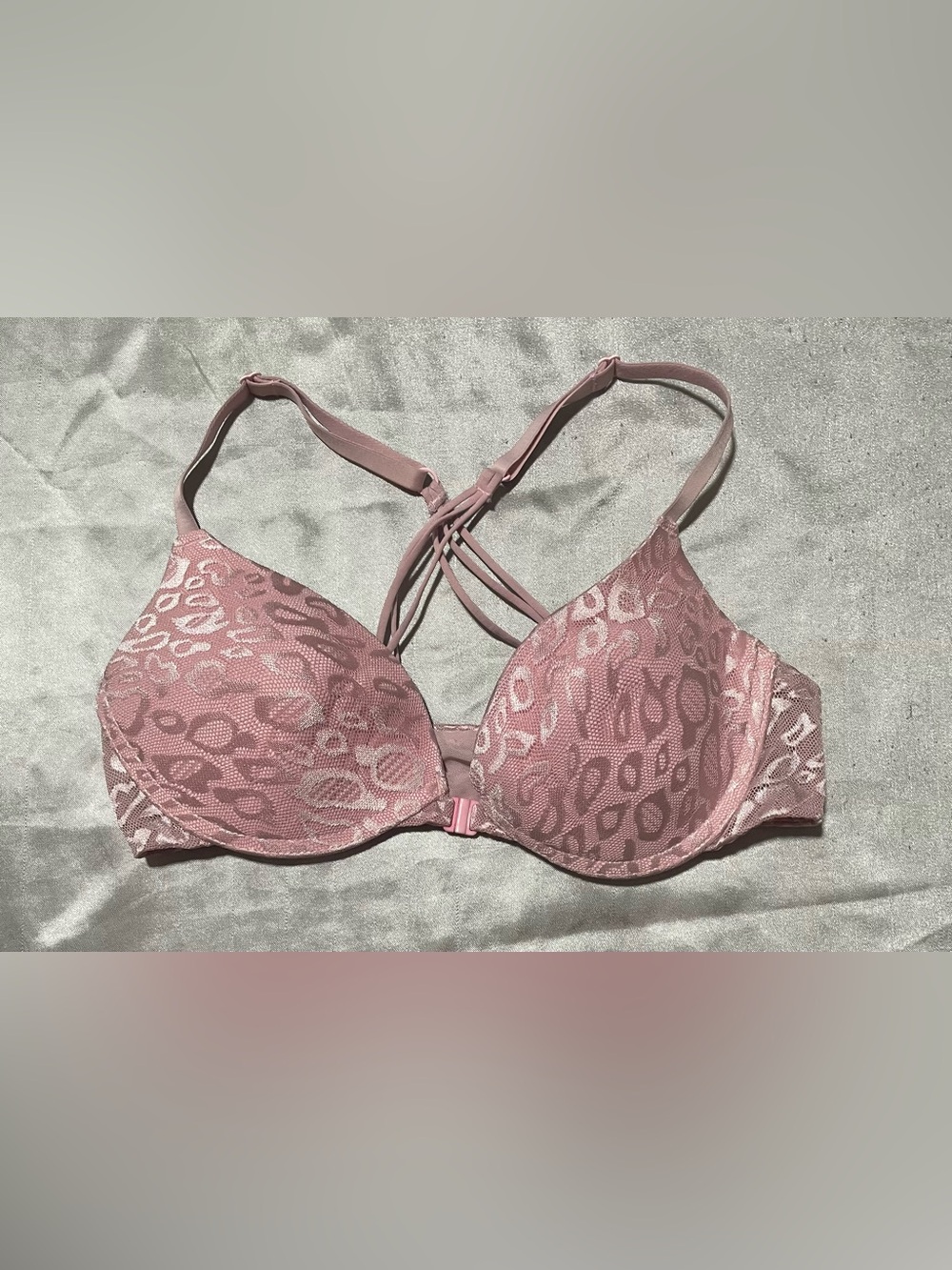 Joe Boxer Mauve Leopard-Print Push-Up Bra
